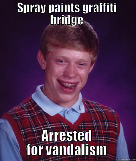 SPRAY PAINTS GRAFFITI BRIDGE ARRESTED FOR VANDALISM Bad Luck Brian