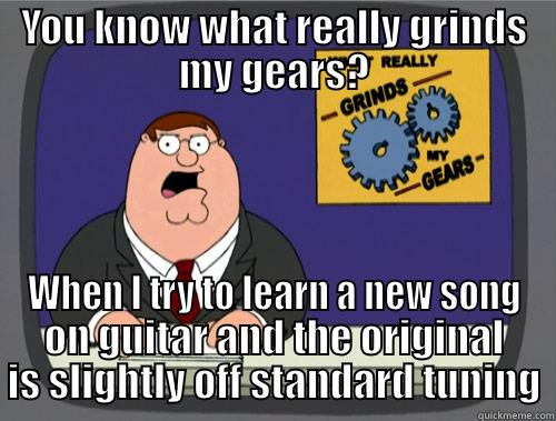YOU KNOW WHAT REALLY GRINDS MY GEARS? WHEN I TRY TO LEARN A NEW SONG ON GUITAR AND THE ORIGINAL IS SLIGHTLY OFF STANDARD TUNING Grinds my gears