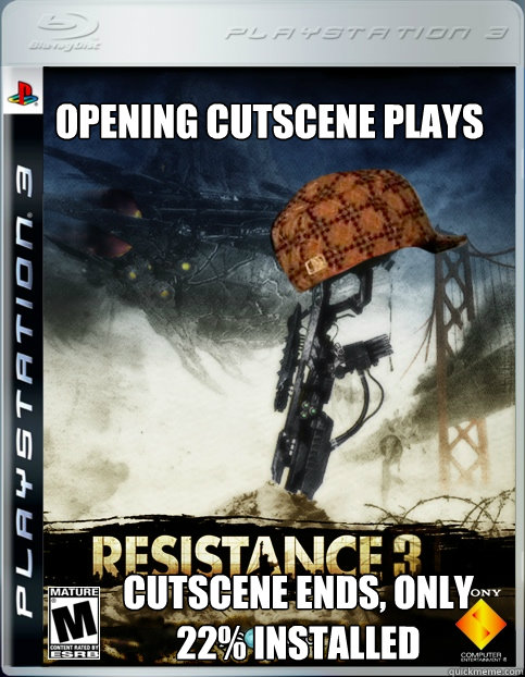 opening cutscene plays cutscene ends, only 22% installed  