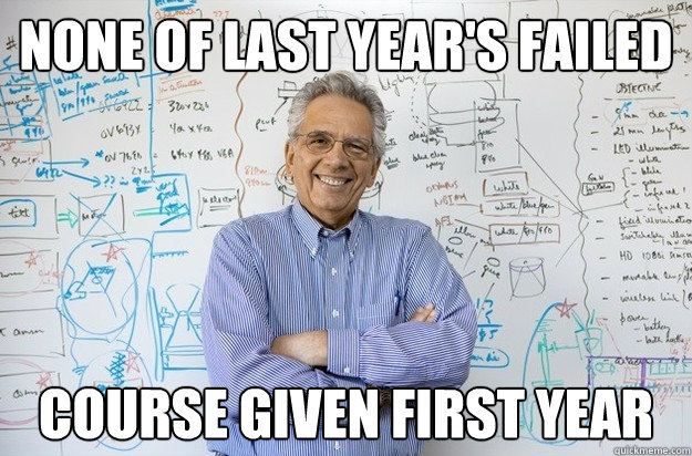 none of last year's failed course given first year  Engineering Professor