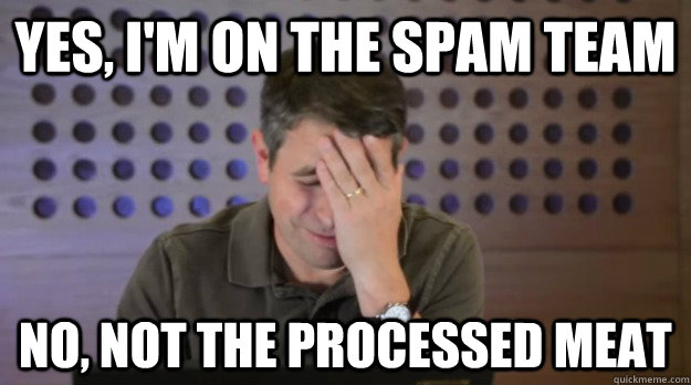 Yes, I'm on the Spam Team  No, Not the Processed Meat   Facepalm Matt Cutts