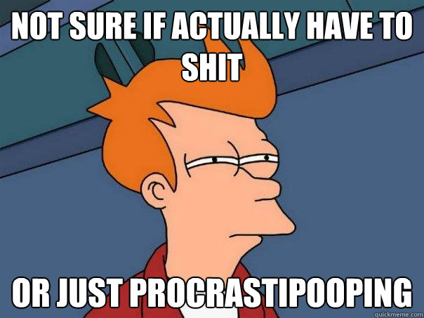 Not sure if actually have to shit or just procrastipooping  Futurama Fry