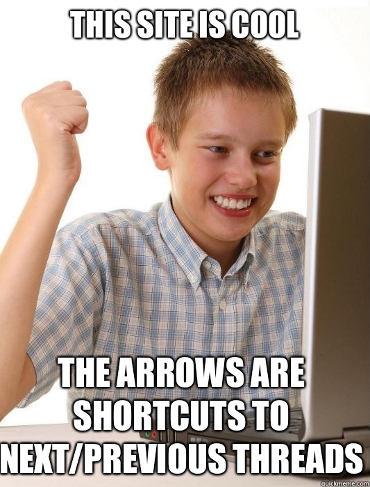 This site is cool The arrows are shortcuts to next/previous threads  First Day on the Internet Kid