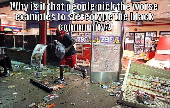 WHY IS IT THAT PEOPLE PICK THE WORSE EXAMPLES TO STEREOTYPE THE BLACK COMMUNITY?  Misc