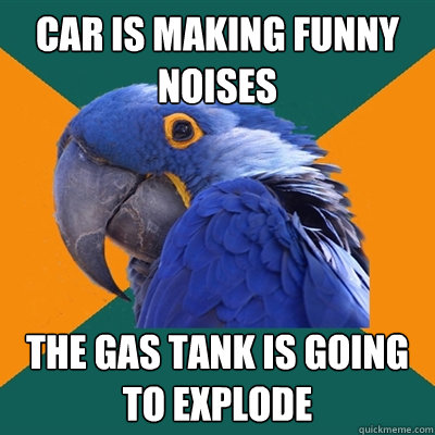 Car is making funny noises The gas tank is going to explode  Paranoid Parrot