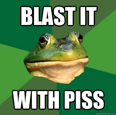 blast it with piss  Foul Bachelor Frog