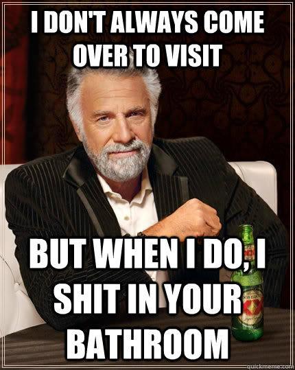 I don't always come over to visit but when I do, I shit in your bathroom  The Most Interesting Man In The World