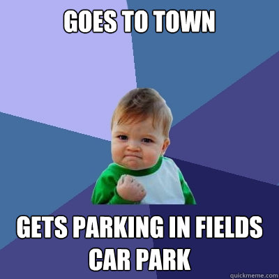 goes to town gets parking in fields car park  Success Kid