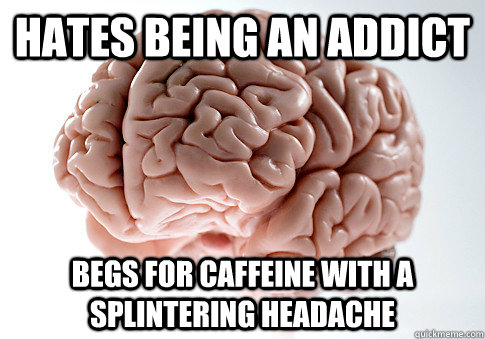 Hates being an addict Begs for Caffeine with a splintering headache  Scumbag Brain