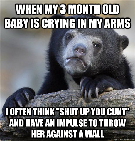 When my 3 month old baby is crying in my arms I often think 