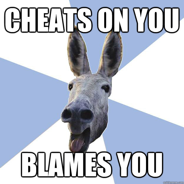 cheats on you blames you - cheats on you blames you  Jackass Boyfriend