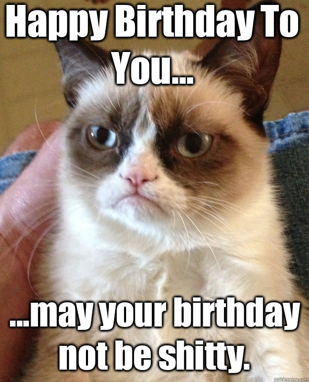 Happy Birthday To You... ...may your birthday not be shitty.  - Happy Birthday To You... ...may your birthday not be shitty.   grumpy cat birthday