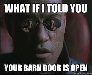 What if I told you Your barn door is open  Morpheus SC