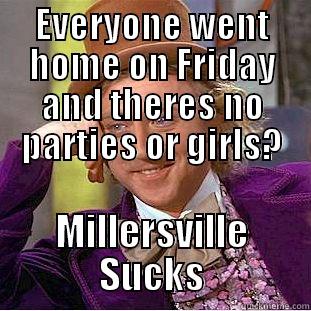 EVERYONE WENT HOME ON FRIDAY AND THERES NO PARTIES OR GIRLS? MILLERSVILLE SUCKS Condescending Wonka