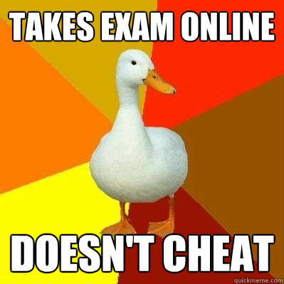 Takes exam online doesn't cheat - Takes exam online doesn't cheat  Tech Impaired Duck