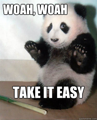 Woah, Woah Take it easy Girl  Panda Take It Easy