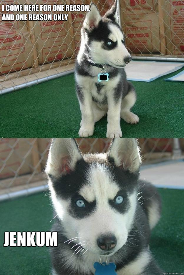 I come here for one reason, 
and one reason only jenkum  Insanity puppy