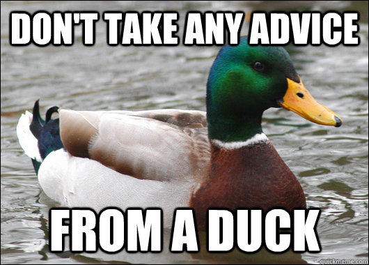 Don't take any advice From a duck - Don't take any advice From a duck  Actual Advice Mallard