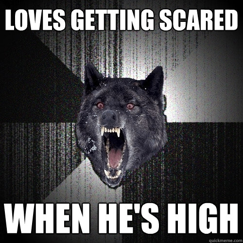 loves getting scared when he's high  Insanity Wolf