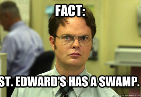 Fact: St. Edward's has a swamp.   Schrute