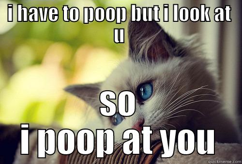 I HAVE TO POOP BUT I LOOK AT U SO I POOP AT YOU First World Problems Cat