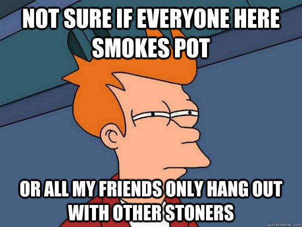 Not sure if everyone here smokes pot Or all my friends only hang out with other stoners  Futurama Fry