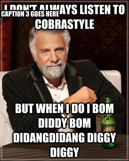 i don't always listen to cobrastyle but when i do i bom diddy bom didangdidang diggy diggy Caption 3 goes here  The Most Interesting Man In The World