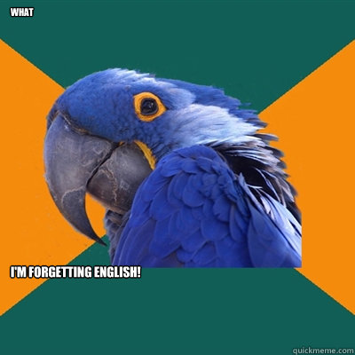 what I'm forgetting english!  Paranoid Parrot