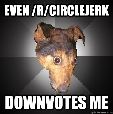Even /r/circlejerk Downvotes me  Depression Dog