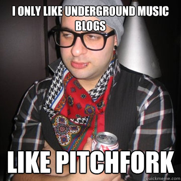 I only like underground music blogs like pitchfork  Oblivious Hipster