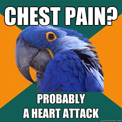 Chest pain? Probably
a heart attack - Chest pain? Probably
a heart attack  Paranoid Parrot