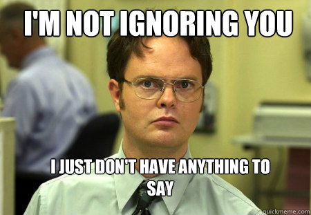 i'm not ignoring you i just don't have anything to say - i'm not ignoring you i just don't have anything to say  Schrute