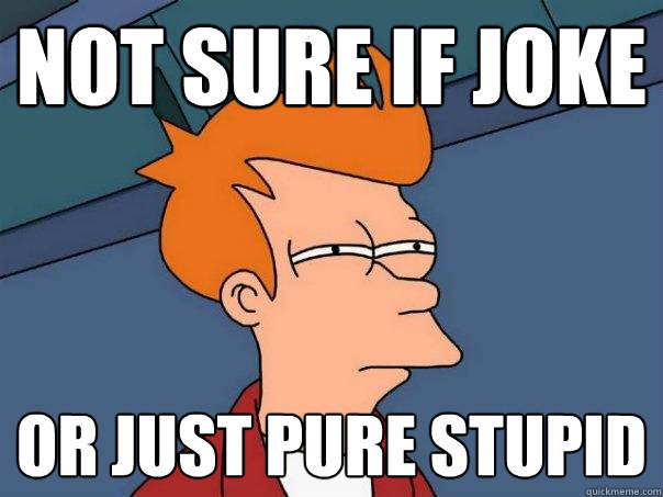 Not sure if joke or just pure stupid - Not sure if joke or just pure stupid  Futurama Fry