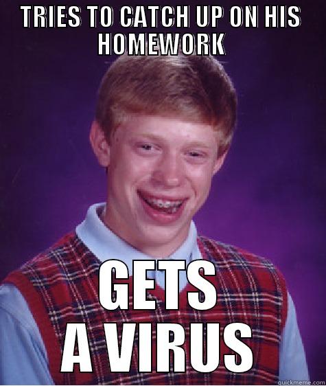 TRIES TO CATCH UP ON HIS HOMEWORK GETS A VIRUS Bad Luck Brian