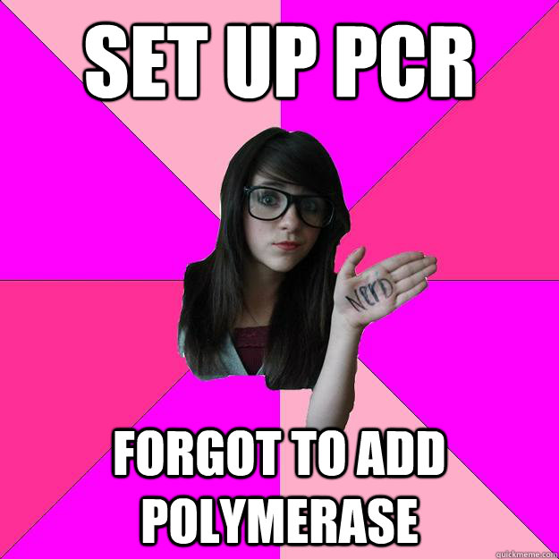 Set up PCR Forgot to add polymerase  Idiot Nerd Girl