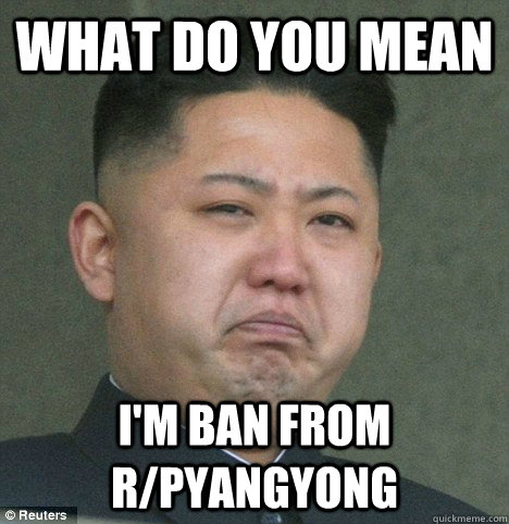 What do you mean I'm ban from r/pyangyong  kim jong un