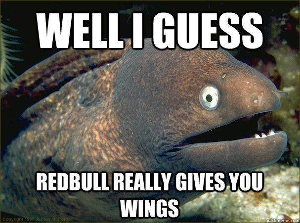 Well I guess Redbull really gives you wings - Well I guess Redbull really gives you wings  Bad Joke Eel