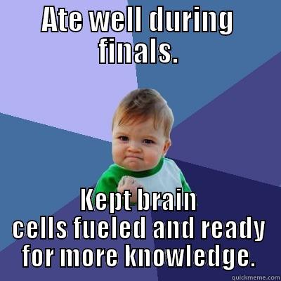 ATE WELL DURING FINALS. KEPT BRAIN CELLS FUELED AND READY FOR MORE KNOWLEDGE. Success Kid
