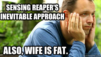 sensing reaper's  inevitable approach Also, wife is fat.  middle aged meme