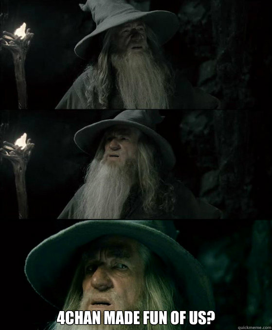  4chan made fun of us?  Confused Gandalf