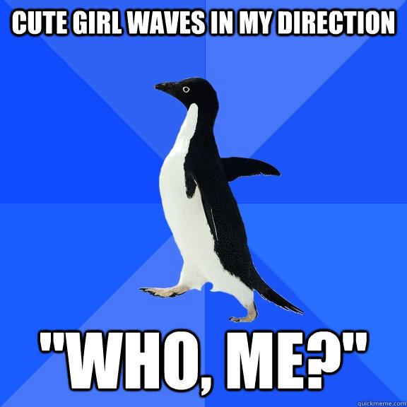 Cute girl waves in my direction 