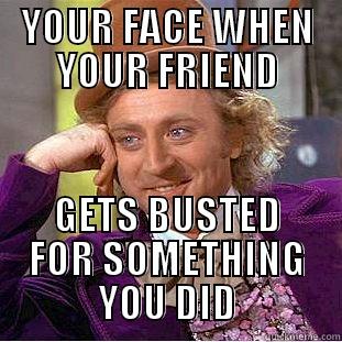 YOUR FACE WHEN YOUR FRIEND GETS BUSTED FOR SOMETHING YOU DID Condescending Wonka