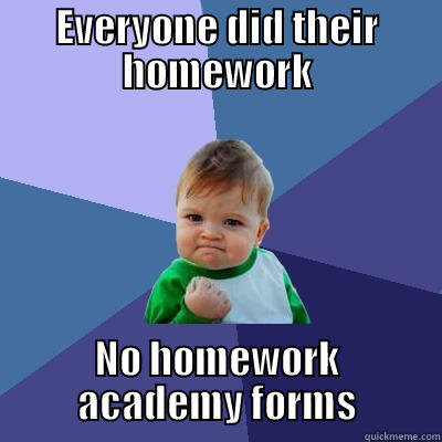 EVERYONE DID THEIR HOMEWORK NO HOMEWORK ACADEMY FORMS Success Kid