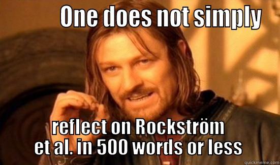            ONE DOES NOT SIMPLY REFLECT ON ROCKSTRÖM ET AL. IN 500 WORDS OR LESS Boromir