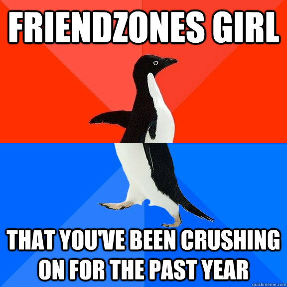 Friendzones girl that you've been crushing on for the past year  Socially Awesome Awkward Penguin