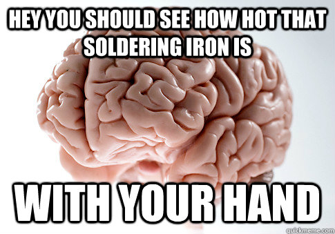 Hey you should see how hot that soldering iron is with your hand  Scumbag Brain