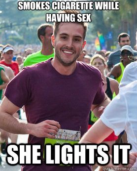 smokes cigarette while having sex she lights it  Ridiculously photogenic guy