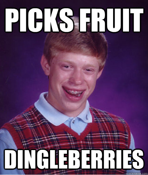 picks fruit dingleberries - picks fruit dingleberries  Bad Luck Brian