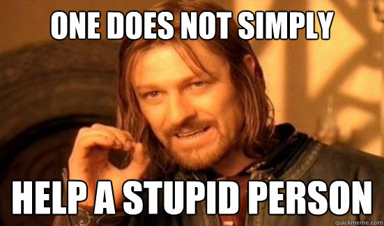 One Does Not Simply help a stupid person  Boromir
