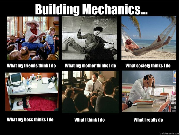 Building Mechanics... What my friends think I do What my mother thinks I do What society thinks I do What my boss thinks I do What I think I do What I really do - Building Mechanics... What my friends think I do What my mother thinks I do What society thinks I do What my boss thinks I do What I think I do What I really do  What People Think I Do